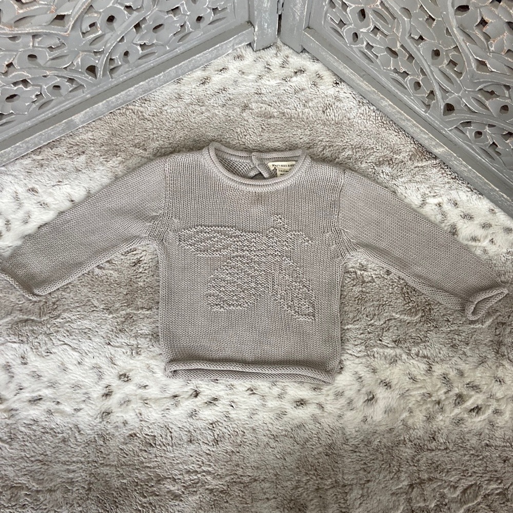 Burt’s Bees Baby cream knit sweater boys 3-6 months preppy neutral gorpcore fall